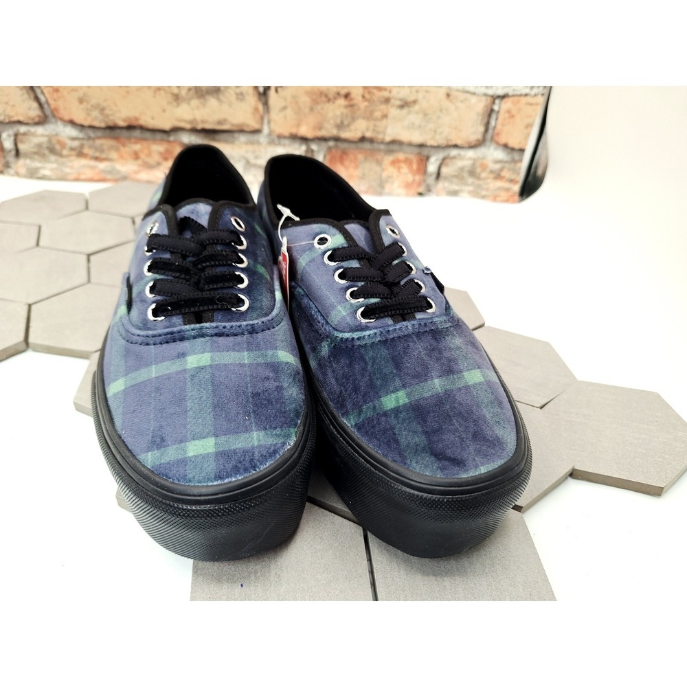VANS Authentic Stackform Velvet Plaid Blue School Girl Platform Women's Size 9.5 - Picture 5 of 9